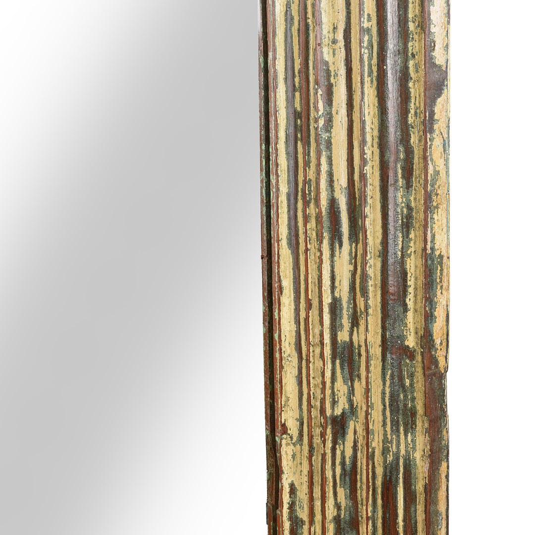 Detail of a  Cream Painted Mirror Made From An Old Teak Window | Indigo Antiques