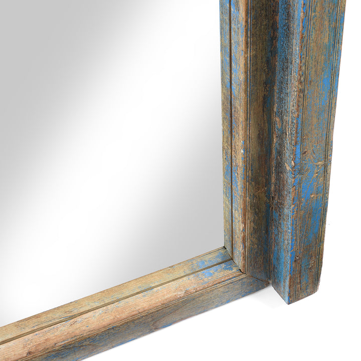 Corner Detail From Antique Painted Teak Ganesh Door Mirror From Gujarat - 19th Century | Indigo Antiques