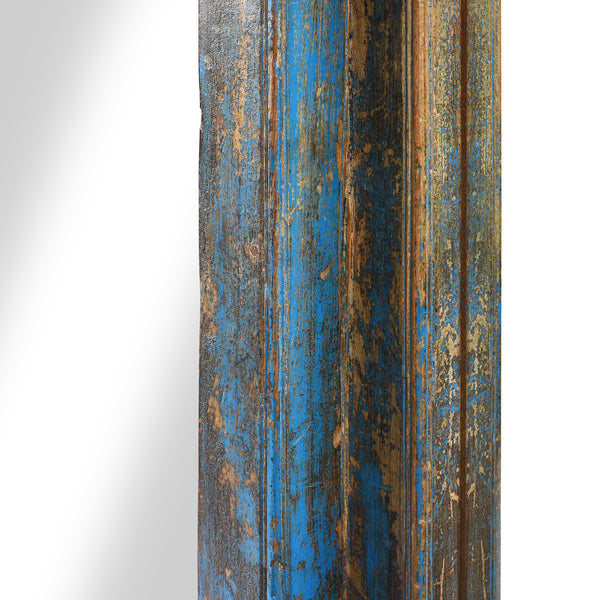 Blue Painted Ganesh Door Mirror From Andhra Pradesh - 19th Century