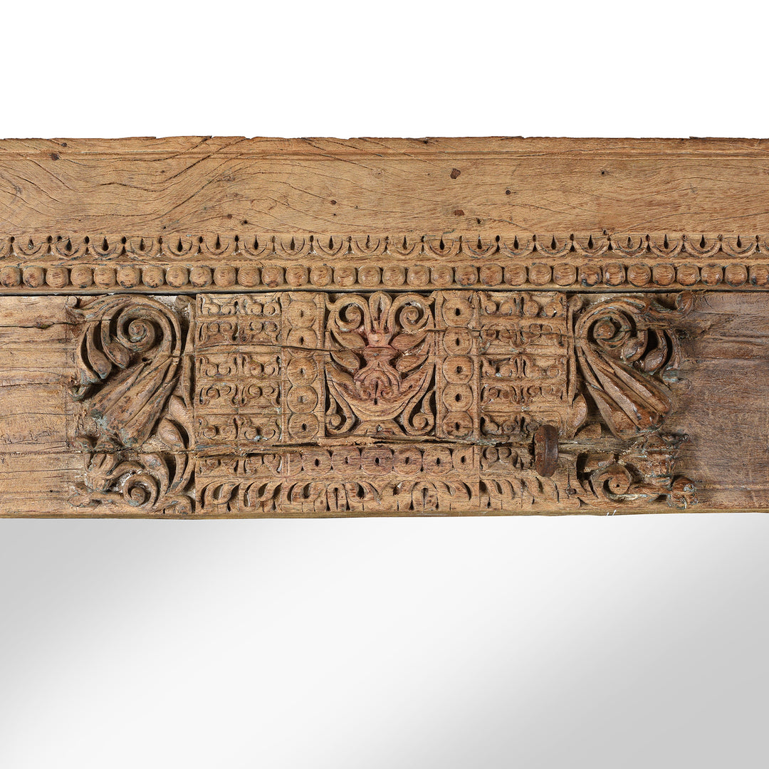 Carving Detail From Antique Teak Elephant Door Mirror From Gujarat - 18th Century | Indigo Antiques