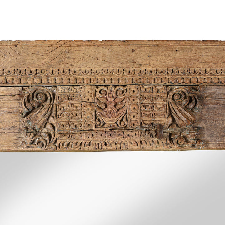 Carving Detail From Antique Teak Elephant Door Mirror From Gujarat - 18th Century | Indigo Antiques