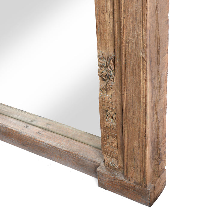  Detail From Antique Teak Elephant Door Mirror From Gujarat - 18th Century | Indigo Antiques