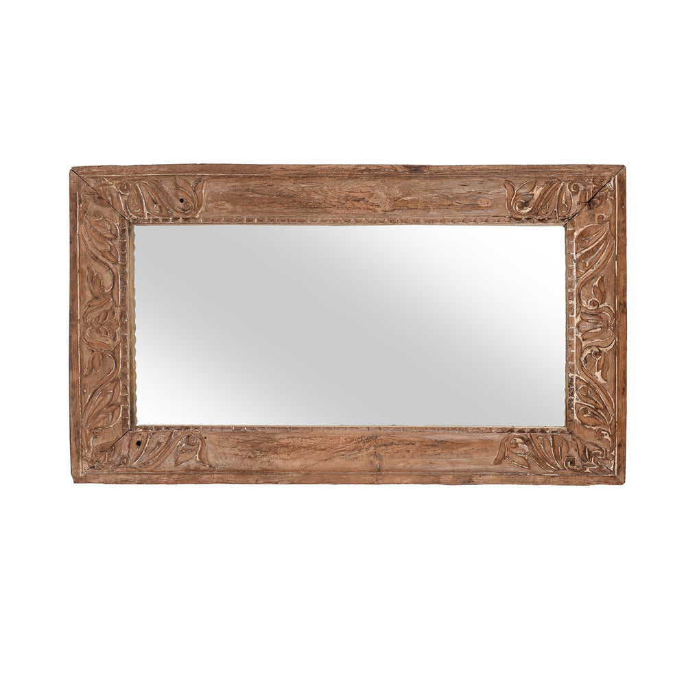 Old Indian Carved Teak Mirror From Gujarat - 19thC | Indigo Antiques