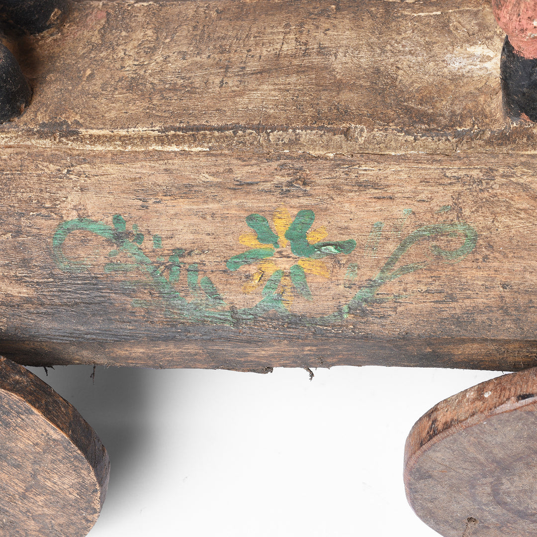 Painting Detail From Painted Horse Wheel Toy From Rajasthan Ca - 1920's | Indigo Antiques