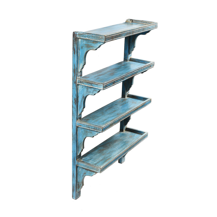 Blue Painted Indian Mango Wood Bookshelf | Indigo Antiques