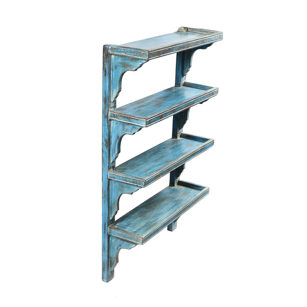 Rustic Blue Painted Indian Wall Shelf