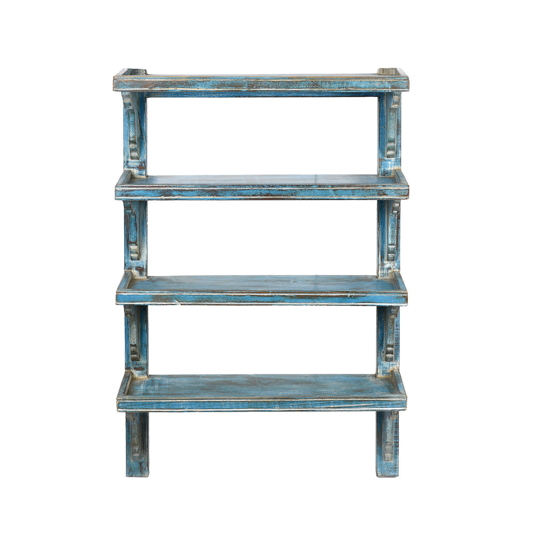 Blue Painted Indian Mango Wood Bookshelf | Indigo Antiques