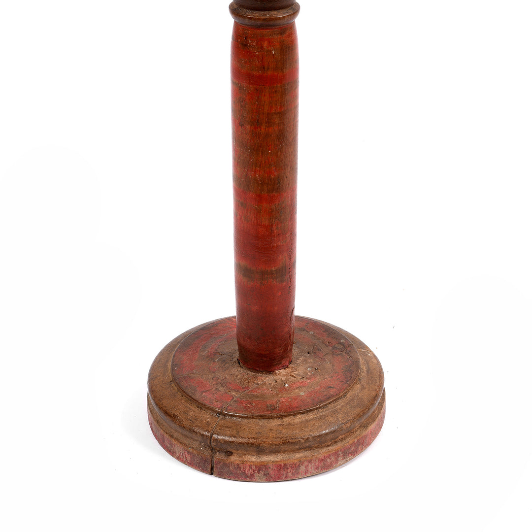 Lacquered Indian Floor Standing Candle Stick From Rajasthan - Ca 1920