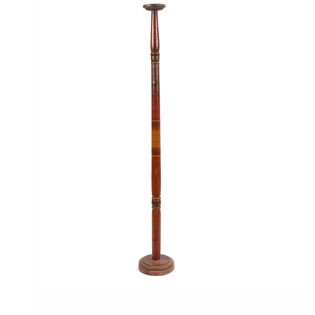 Lacquered Indian Floor Standing Candle Stick From Rajasthan - Ca 1920