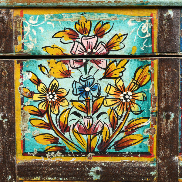 Painted Indian 2 Door Pithara Console Chest