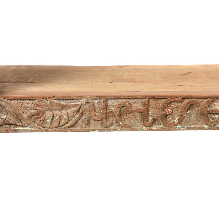 Carving Detail From Painted Indian Console Table Made From Reclaimed Teak | Indigo Antiques