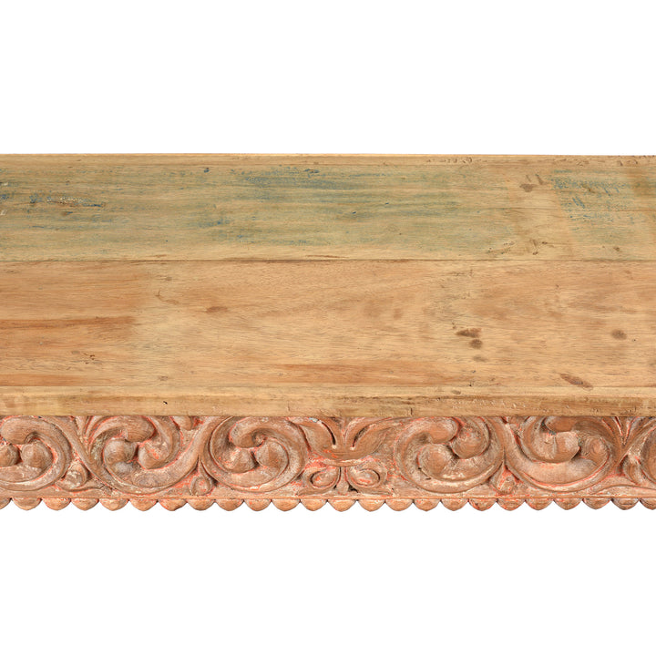 Surface Top Detail From Painted Indian Console Table Made From Reclaimed Teak | Indigo Antiques