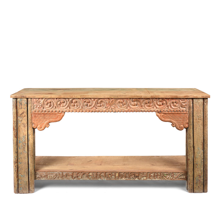 Painted Indian Console Table Made From Reclaimed Teak | Indigo Antiques