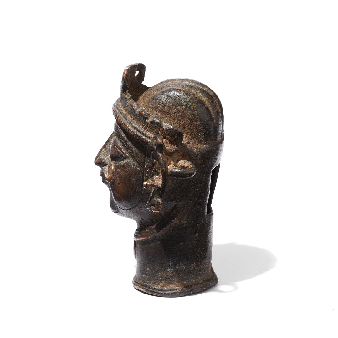 Side View Of Antique Bronze Mukhalinga (Shiva Head) - 18th Century | Indigo Antiques