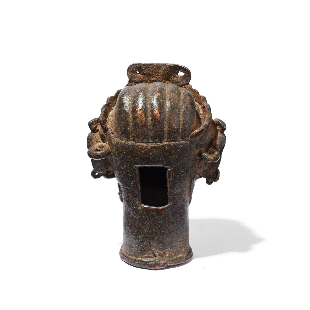 Back Of Antique Bronze Mukhalinga (Shiva Head) - 18th Century | Indigo Antiques
