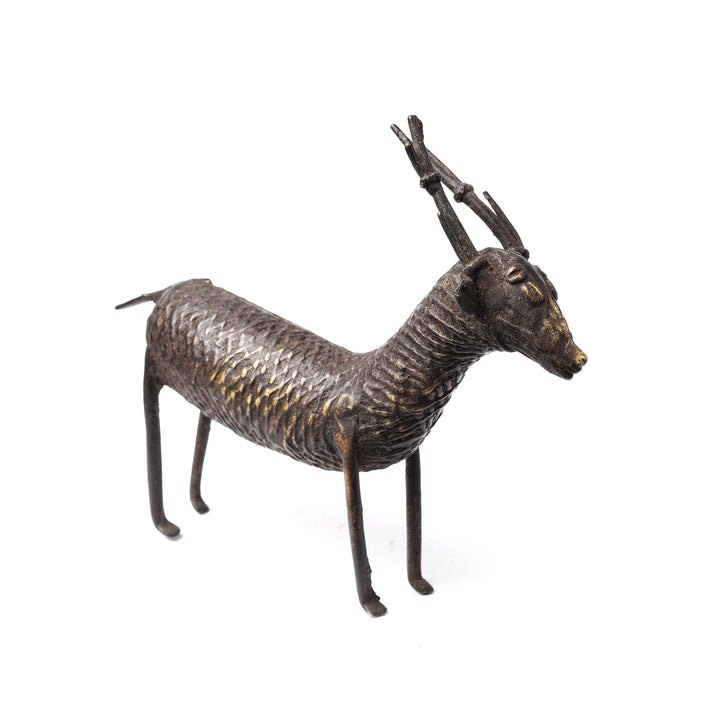 Antique Brass Gond Dhokra Deer From Central India - 19th Century | Indigo Antiques