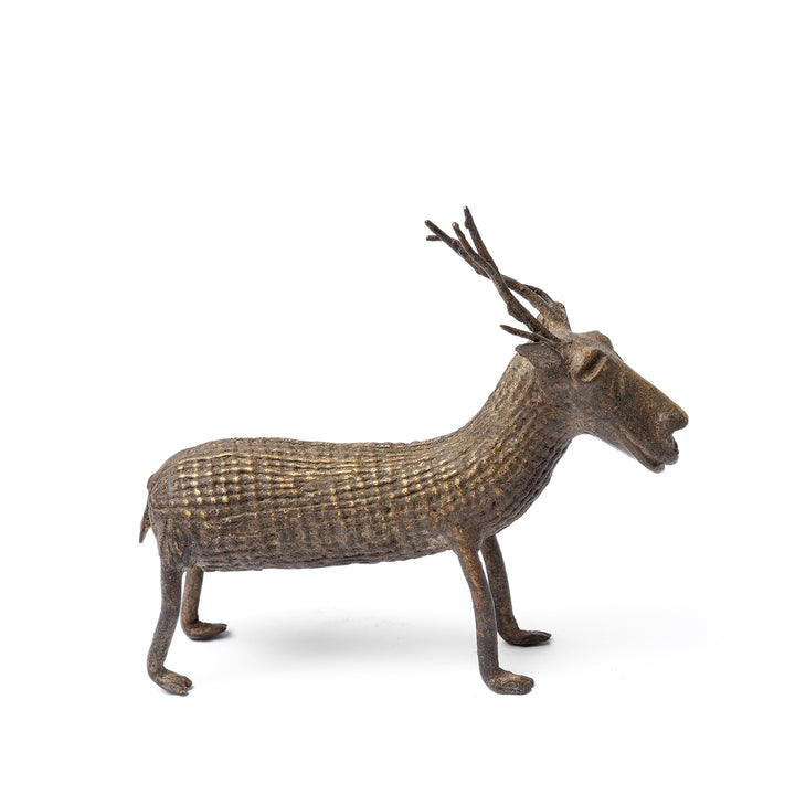 Profile View Of Antique Brass Gond Dhokra Deer From Central India - 19th Century | Indigo Antiques