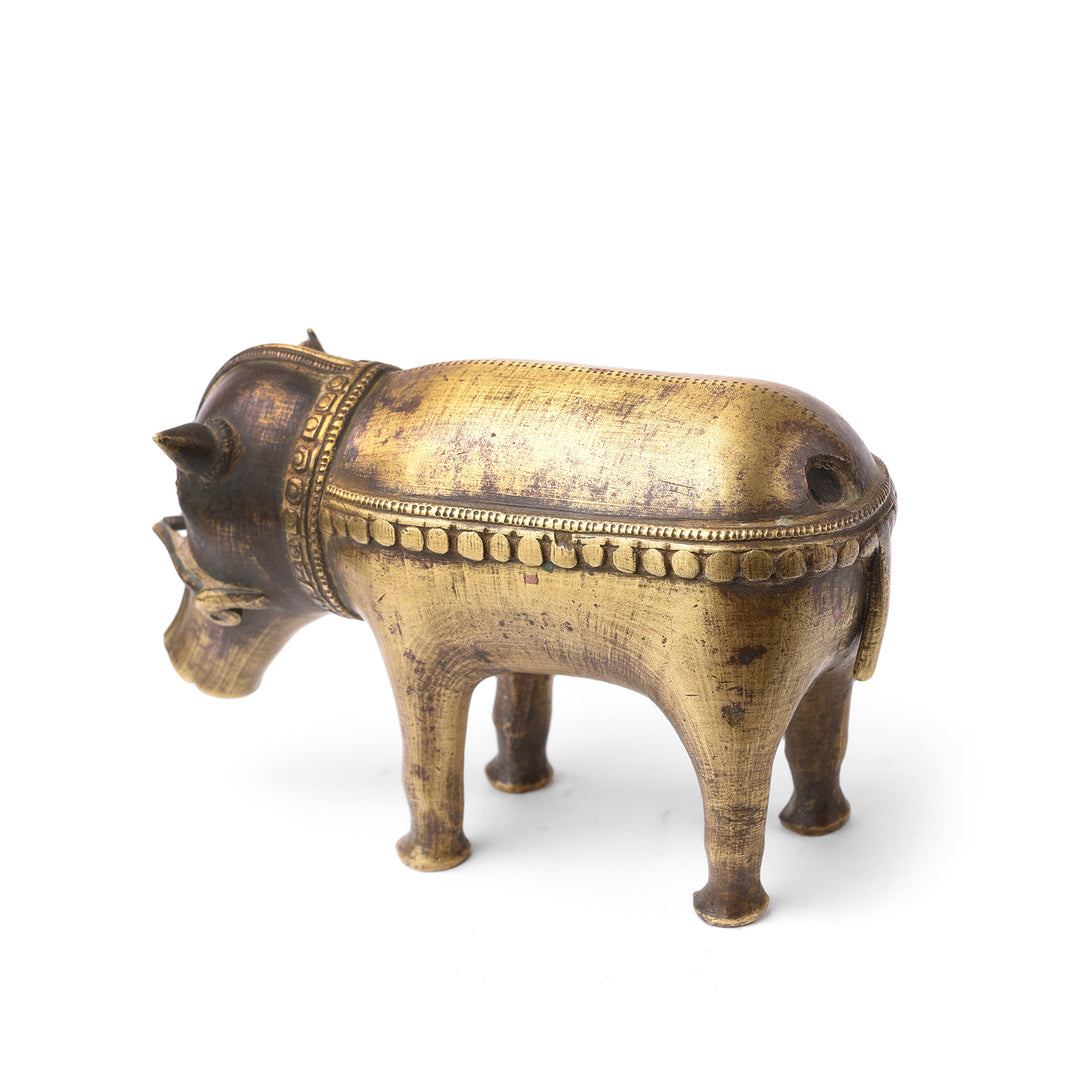 Angled Rear View Of Antique Bronze Bhuta Figure Of Panjurli Varaha Boar - 19th Century | Indigo Antiques