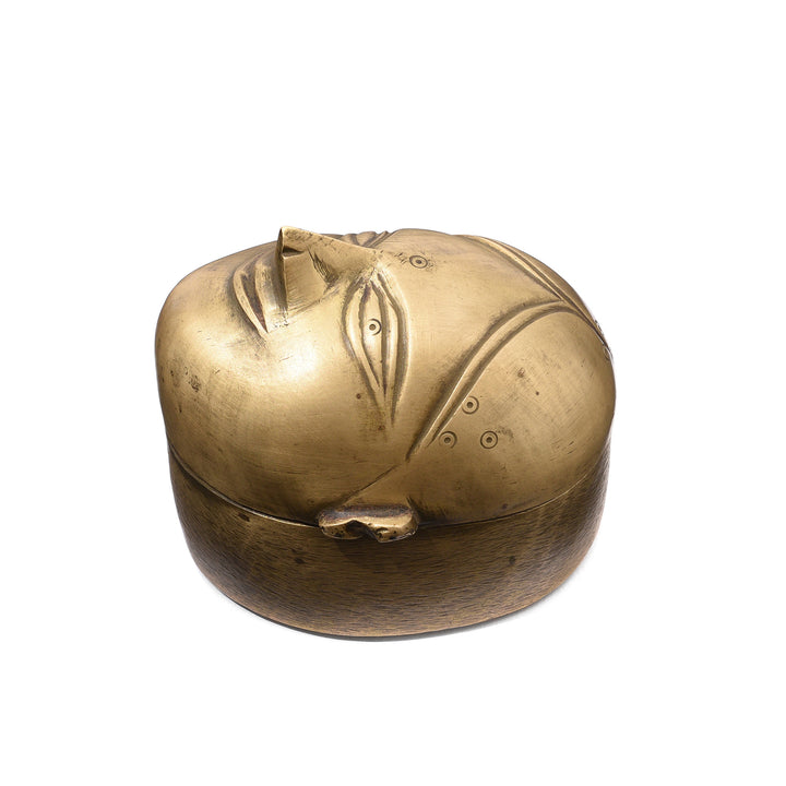 Detail From Antique Brass Gauri Head Betelnut Box - 19th Century | Indigo Antiques
