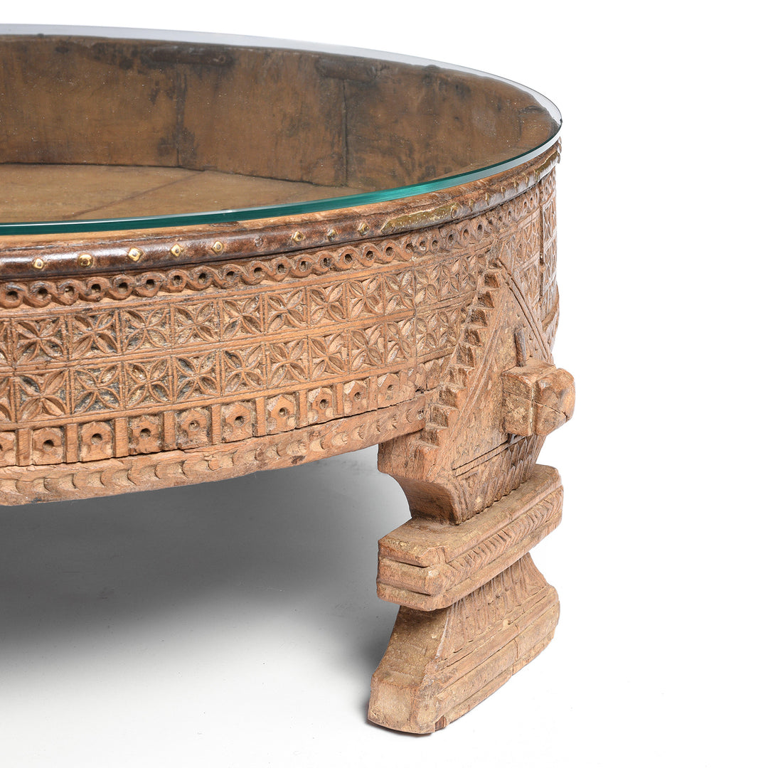 Detail From Indian Chakki Coffee Table From Rajasthan - 19thC | Indigo Antiques