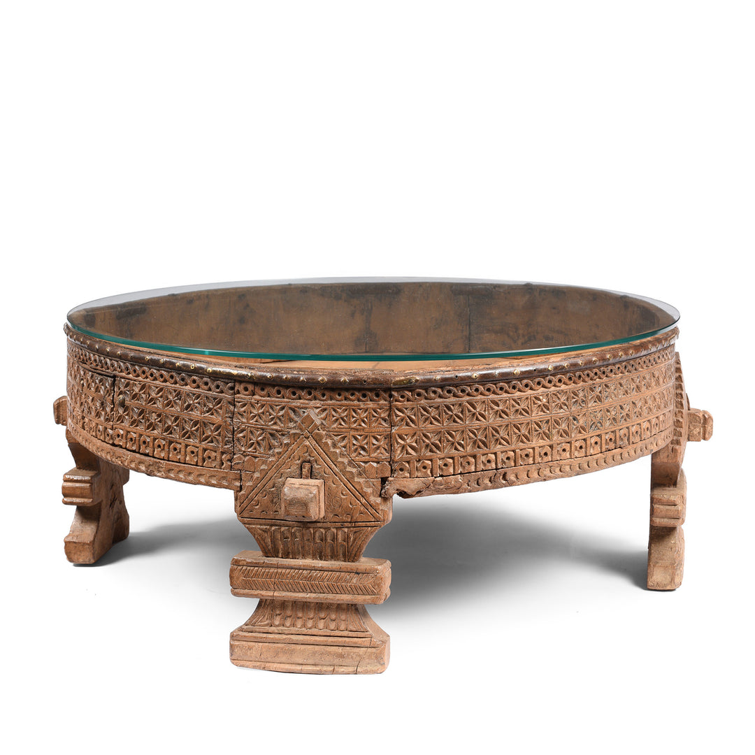 Indian Chakki Coffee Table From Rajasthan - 19thC | Indigo Antqieus
