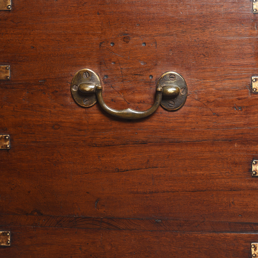 Handle Detail From Antique Burmese Teak & Brass Dowry Chest - 19thC | Indigo Antiques