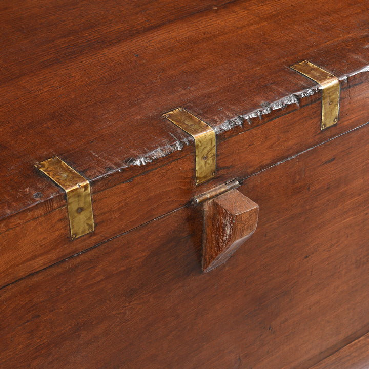 Detail From Antique Burmese Teak & Brass Dowry Chest - 19thC | Indigo Antiques