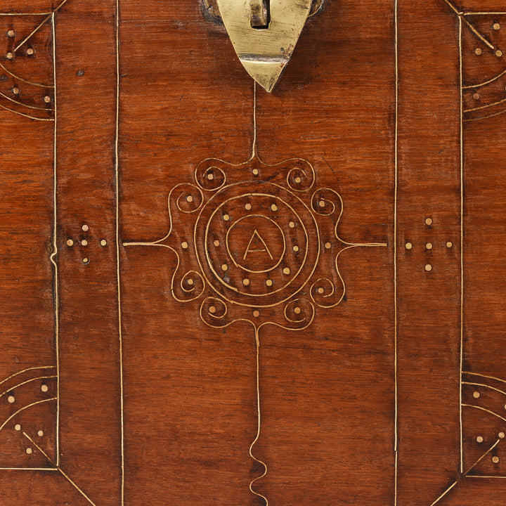 Antique Burmese Teak & Brass Dowry Chest - 19thC | Indigo Antiques
