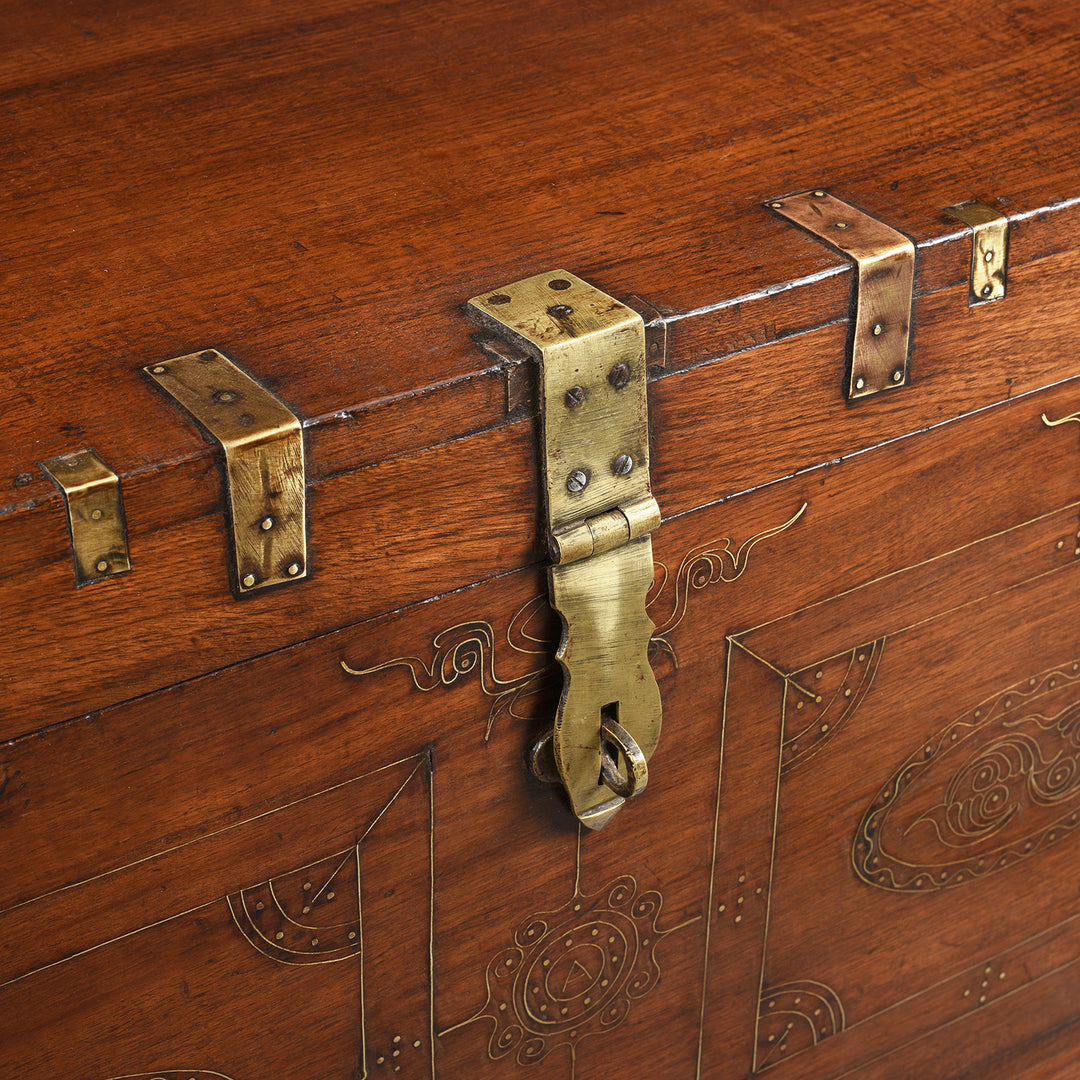 Latch Detail From Antique Burmese Teak & Brass Dowry Chest - 19thC | Indigo Antiques