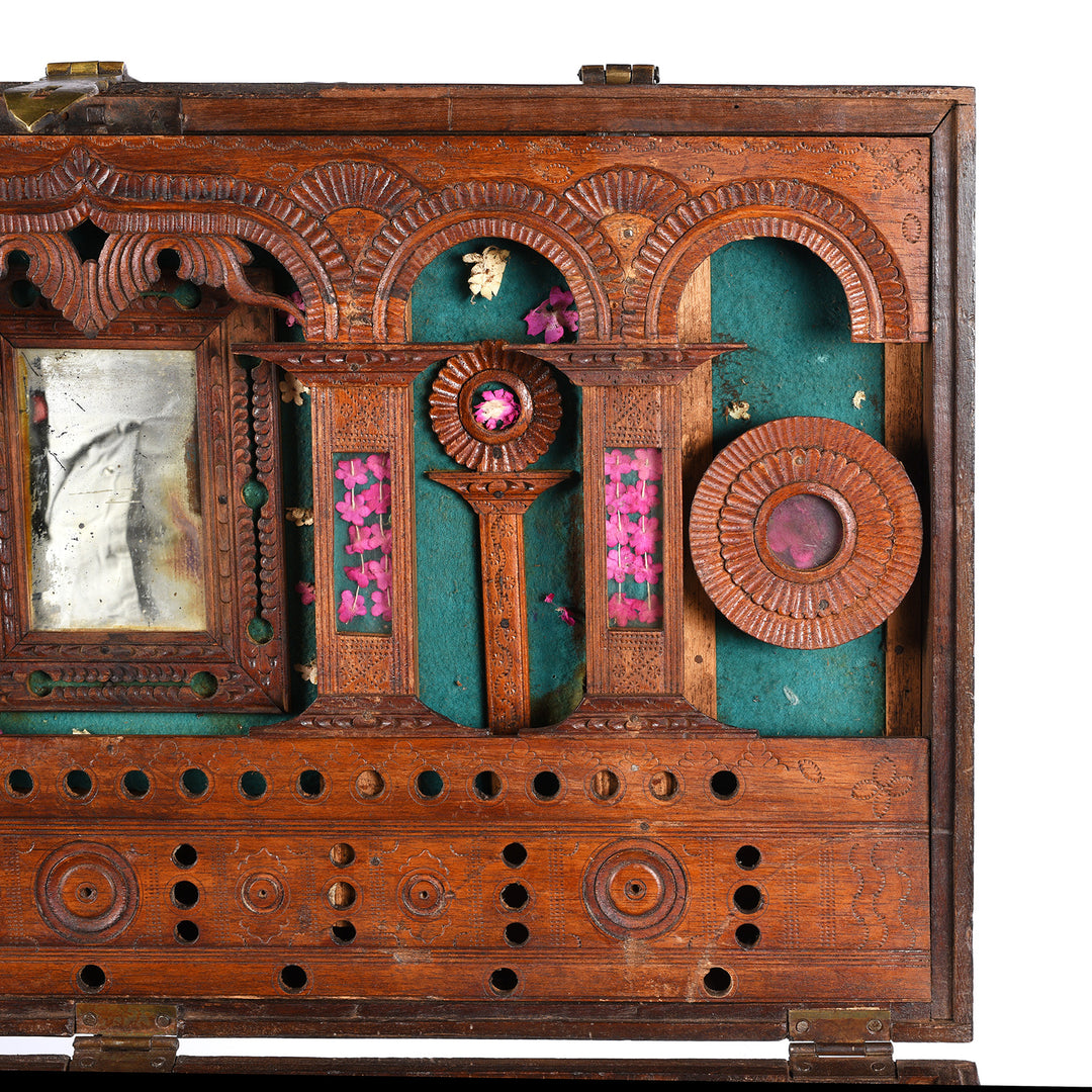 Lid Interior Detail From Antique Burmese Teak & Brass Dowry Chest - 19thC | Indigo Antiques