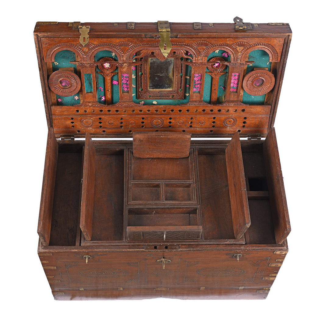 Interior View Of Antique Burmese Teak & Brass Dowry Chest - 19thC | Indigo Antiques