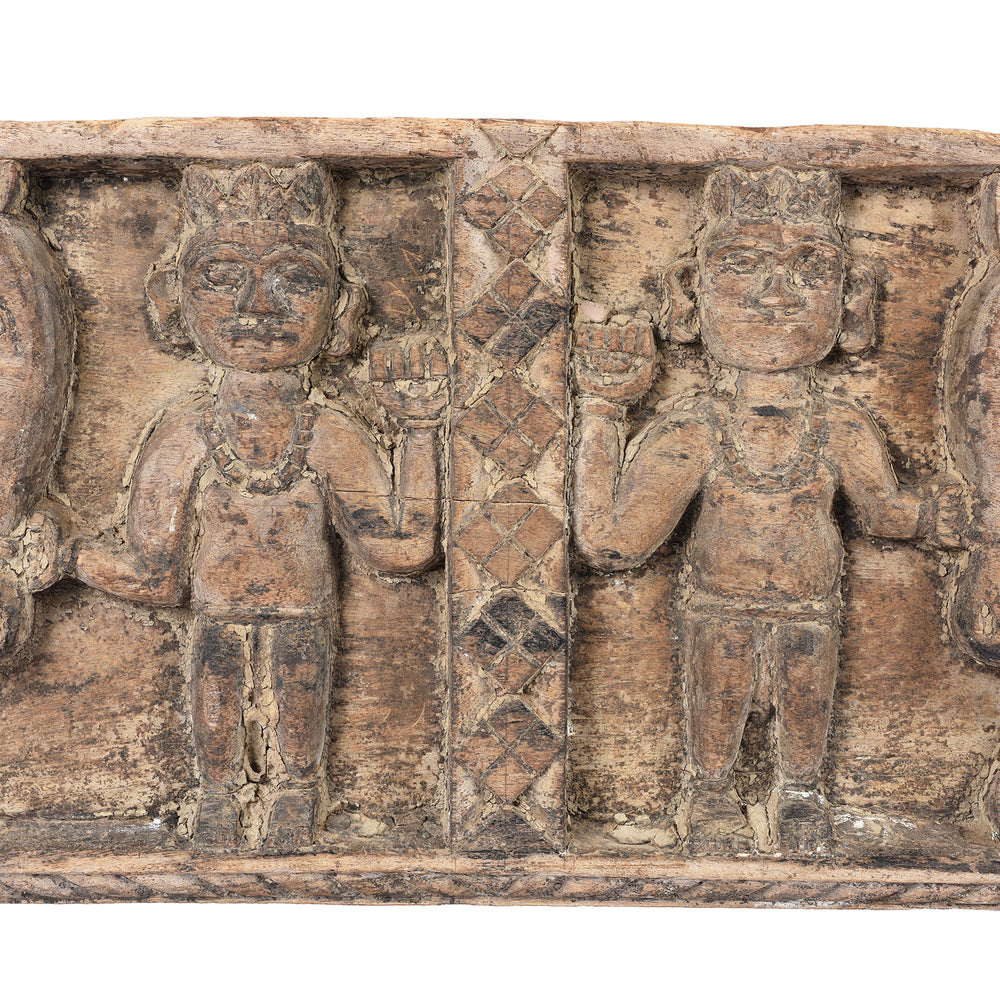 Detail From Carved Cedar Lintel Panel From Kangra - 19thC | Indigo Antiques