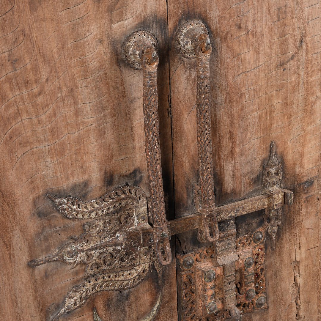 Indian Jackfruit Door From Kerala With Iron Lock - 19thC | Indigo Antiques