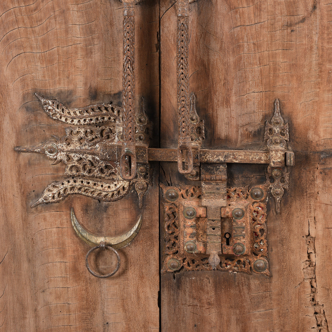 Lock Detail From Indian Jackfruit Door From Kerala With Iron Lock - 19thC | Indigo Antiques