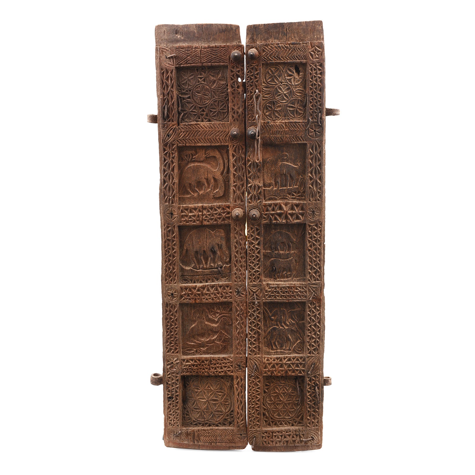 Carved Baiga Tribal Doors From Chhattisghar - 19thC Carved Baiga Tribal Doors From Chhattisghar - 19thC
