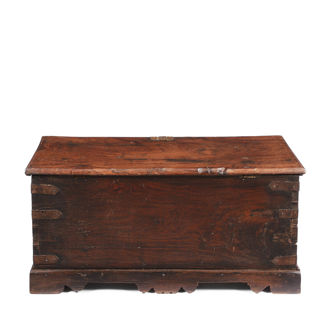 Reverse Of Antique Rosewood Brass Studded 'Zanzibar' Chest From Kutch - 19thC | Indigo Antiques