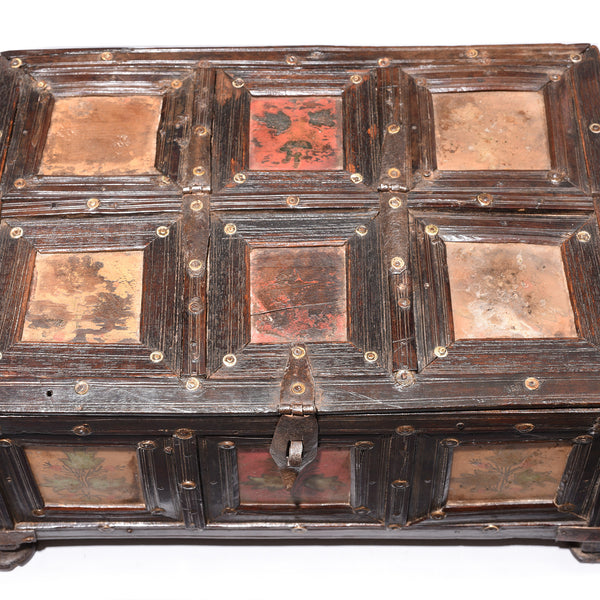 Brass Bound Rosewood Box From Kutch - 19thC