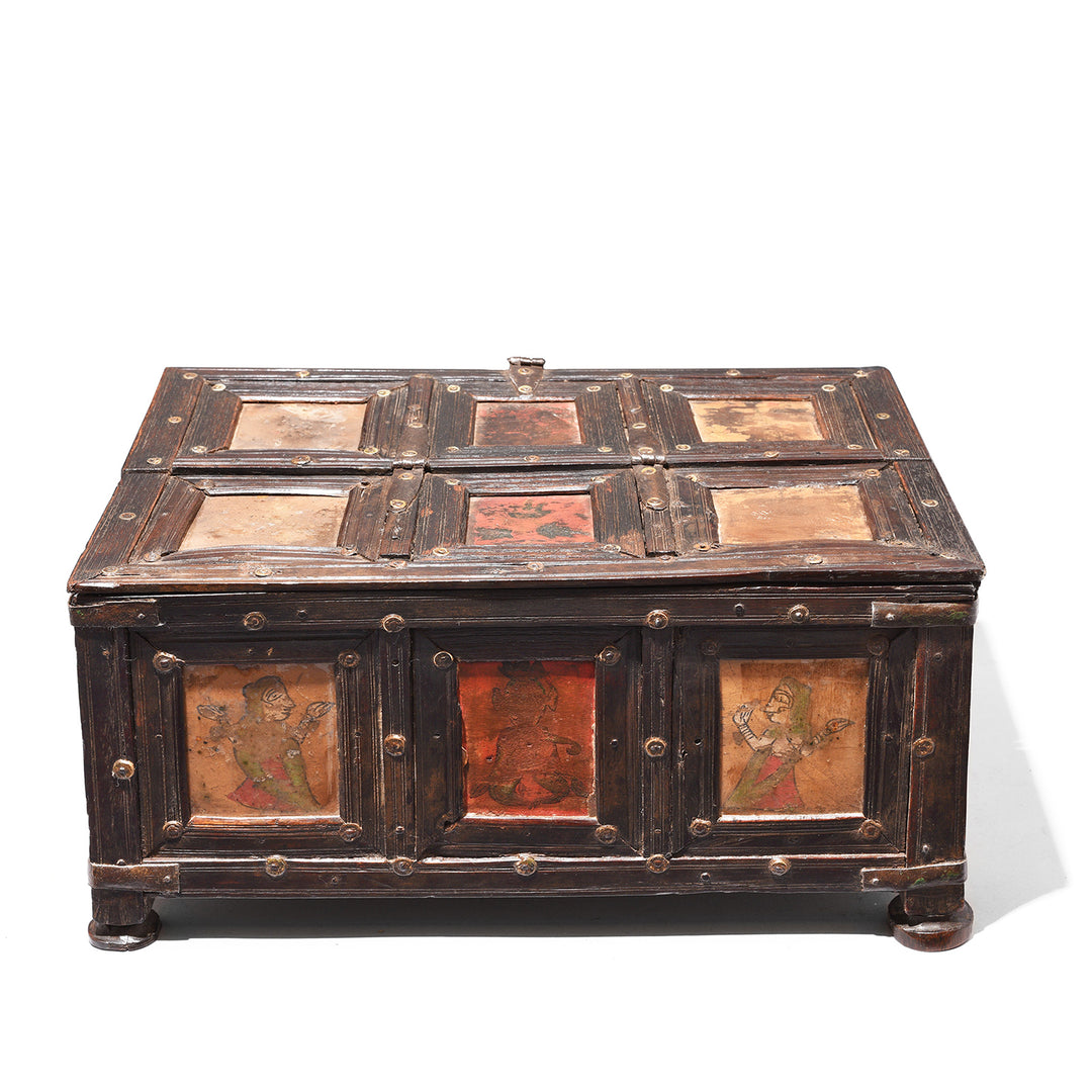 Reverse Of Antique Brass Bound Painted Rosewood Box From Kutch - 19thC | Indigo Antiques