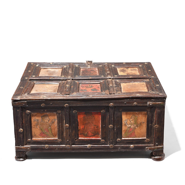 Brass Bound Rosewood Box From Kutch - 19thC