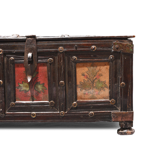 Brass Bound Rosewood Box From Kutch - 19thC