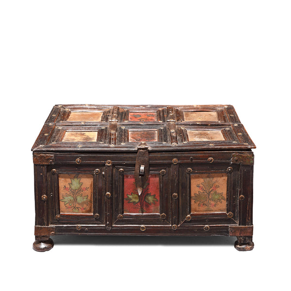 Brass Bound Rosewood Box From Kutch - 19thC