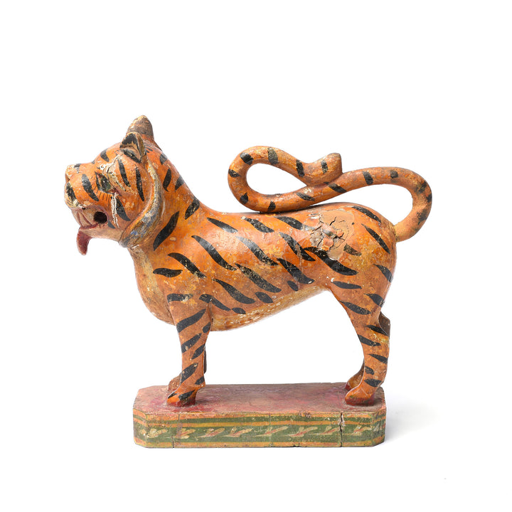 Painted Indian Wooded Tiger From Gujarat - Ca 1920's | Indigo Antiques