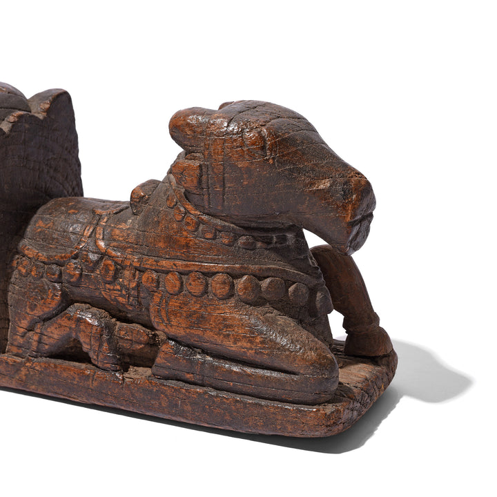 Detail From Antique Carved Teak Nandi Cradle Finial From Andra Pradesh - 19th Century | Indigo Antiques