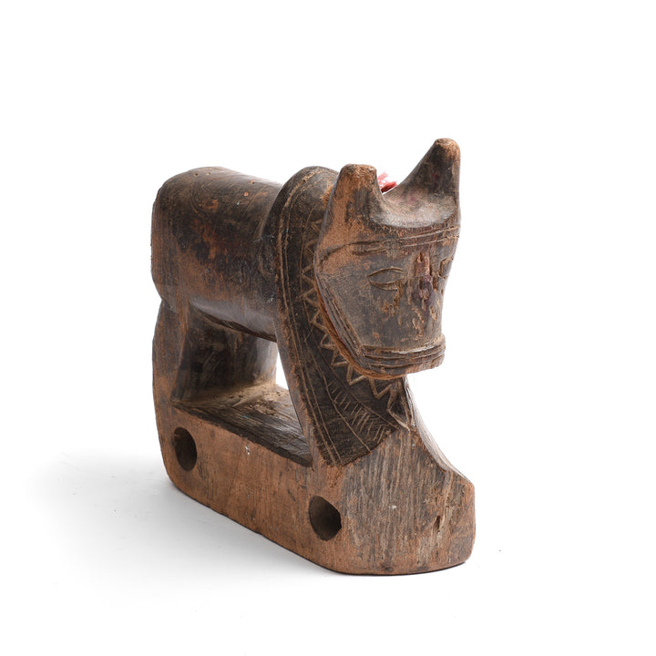 Old Carved Indian Nandi Bull Toy From Andra Pradesh - Ca 1920
