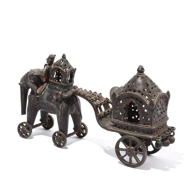 Brass Elephant Chariot Temple Toy From Andra Pradesh - Late 19th Century