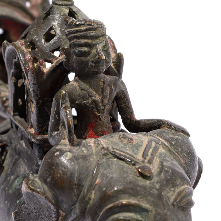 Mahout Detail From Antique Brass Elephant And Carriage Toy From Andra Pradesh - 19th Century | Indigo Antiques