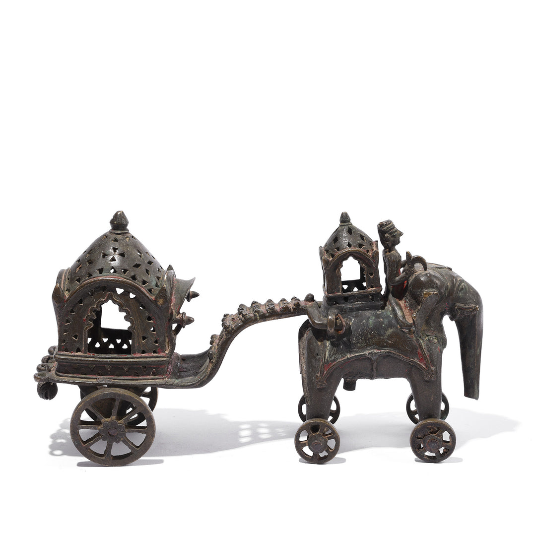 Antique Brass Elephant And Carriage Toy From Andra Pradesh - 19th Century | Indigo Antiques