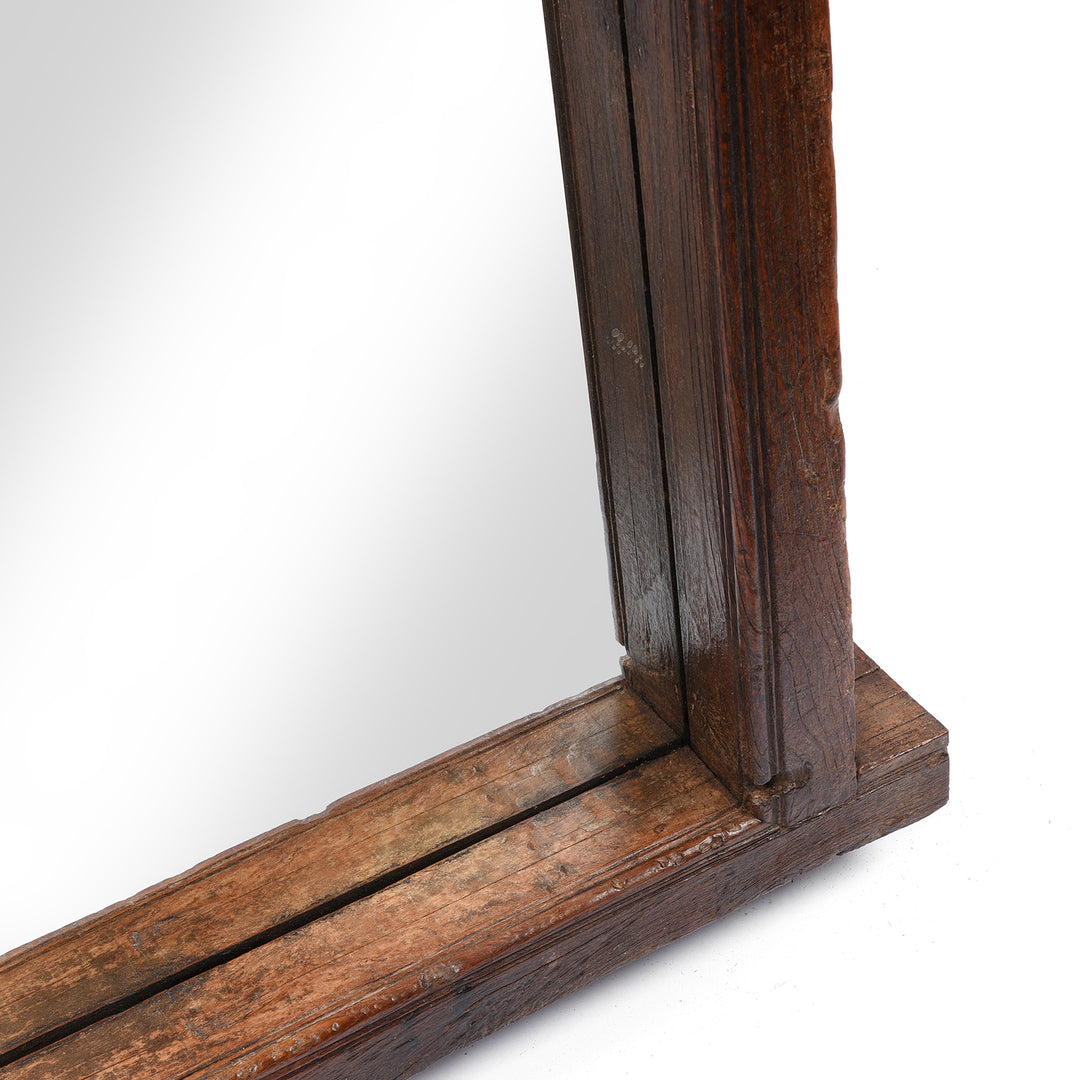 Angled View Of Indian Mirror Made From An Old Teak Window - 19thC | Indigo Antiques