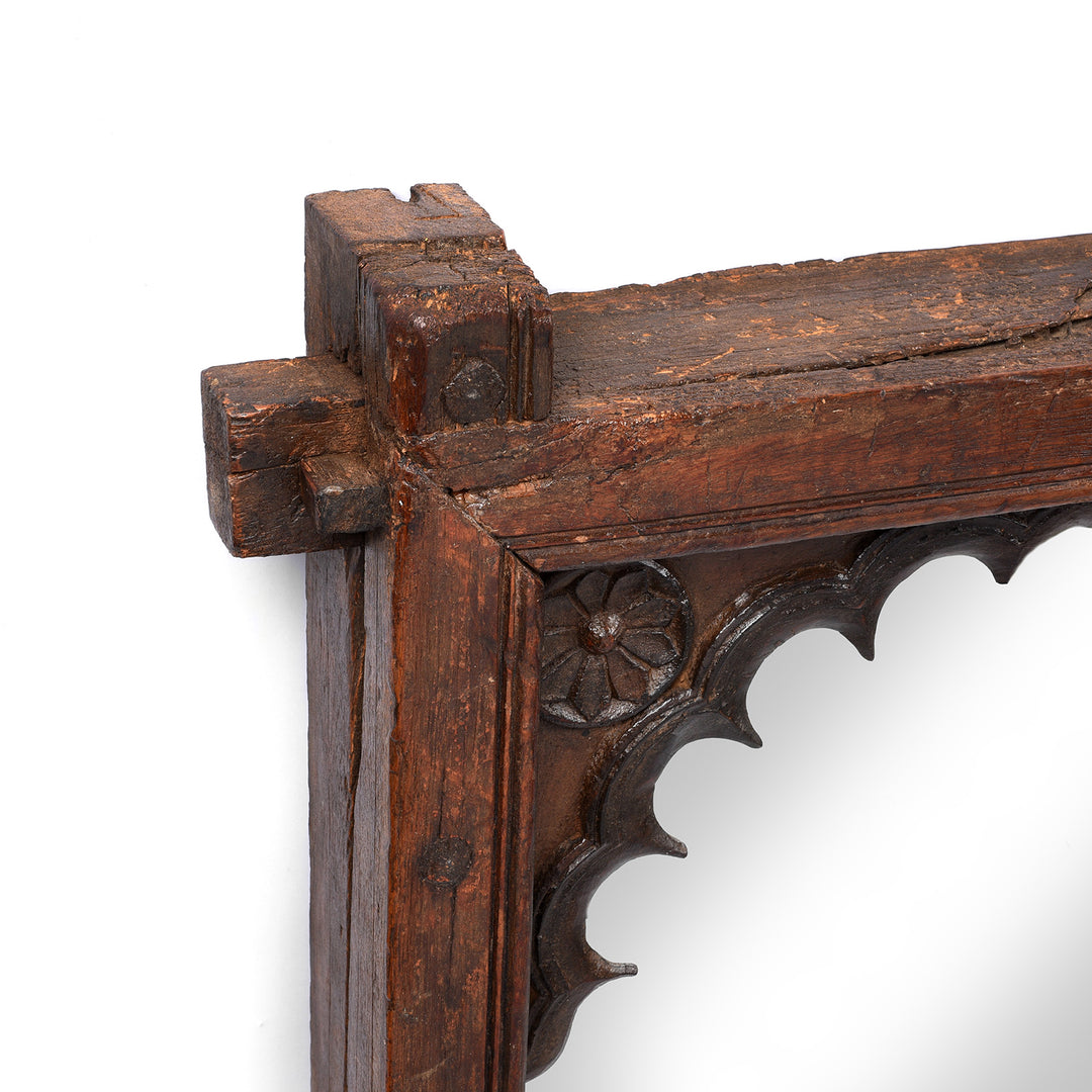 Depth View Of Indian Mirror Made From An Old Teak Window - 19thC | Indigo Antiques