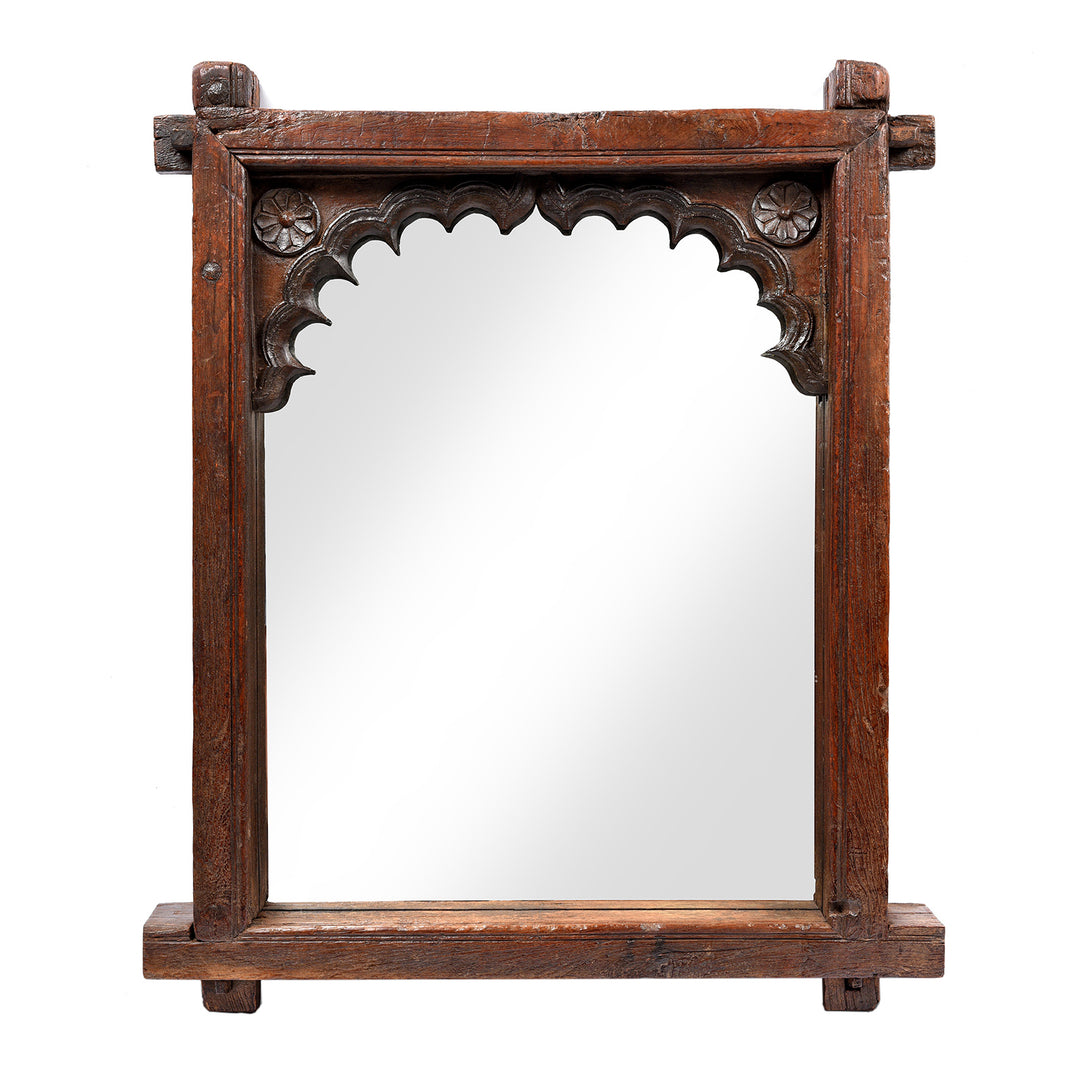 Indian Mirror Made From An Old Teak Window - 19thC | Indigo Antiques